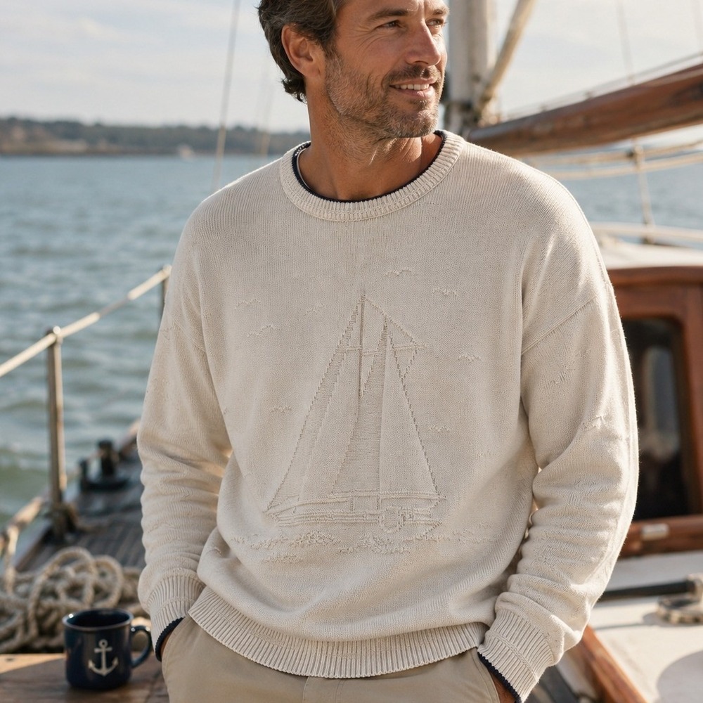 Brimwick Sweater Men's M 100% Cotton Made in USA Pullover Vintage USA Made